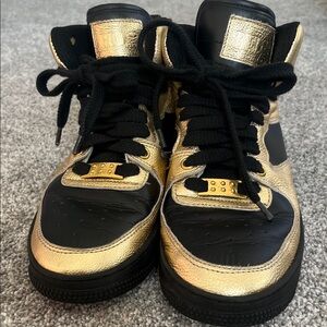 Valentino RED Black and Gold High-Top Sneakers size 35 designer luxury like new